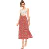 imageLYANER Womens Leopard Print Side Split High Waist Zipper Midi SkirtFloral Red