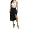 imageLYANER Womens Leopard Print Side Split High Waist Zipper Midi SkirtSolid Black