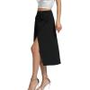imageLYANER Womens Leopard Print Side Split High Waist Zipper Midi SkirtSolid Black