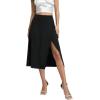 imageLYANER Womens Leopard Print Side Split High Waist Zipper Midi SkirtSolid Black