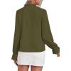 imageLYANER Womens Ruffle V Neck Solid Long Sleeve Chiffon Blouse Shirt TopArmy Green