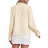 imageLYANER Womens Ruffle V Neck Solid Long Sleeve Chiffon Blouse Shirt TopBeige