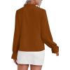 imageLYANER Womens Ruffle V Neck Solid Long Sleeve Chiffon Blouse Shirt TopBrown