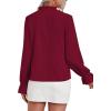 imageLYANER Womens Ruffle V Neck Solid Long Sleeve Chiffon Blouse Shirt TopBurgundy