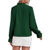 imageLYANER Womens Ruffle V Neck Solid Long Sleeve Chiffon Blouse Shirt TopDark Green