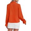 imageLYANER Womens Ruffle V Neck Solid Long Sleeve Chiffon Blouse Shirt TopDark Orange