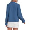 imageLYANER Womens Ruffle V Neck Solid Long Sleeve Chiffon Blouse Shirt TopDusty Blue