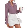 imageLYANER Womens Ruffle V Neck Solid Long Sleeve Chiffon Blouse Shirt TopDusty Purple