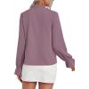 imageLYANER Womens Ruffle V Neck Solid Long Sleeve Chiffon Blouse Shirt TopDusty Purple