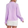 imageLYANER Womens Ruffle V Neck Solid Long Sleeve Chiffon Blouse Shirt TopLight Purple
