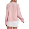 imageLYANER Womens Ruffle V Neck Solid Long Sleeve Chiffon Blouse Shirt TopPink