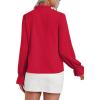imageLYANER Womens Ruffle V Neck Solid Long Sleeve Chiffon Blouse Shirt TopRed