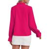 imageLYANER Womens Ruffle V Neck Solid Long Sleeve Chiffon Blouse Shirt TopRose
