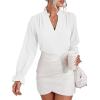 imageLYANER Womens Ruffle V Neck Solid Long Sleeve Chiffon Blouse Shirt TopWhite