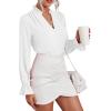 imageLYANER Womens Ruffle V Neck Solid Long Sleeve Chiffon Blouse Shirt TopWhite