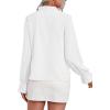imageLYANER Womens Ruffle V Neck Solid Long Sleeve Chiffon Blouse Shirt TopWhite