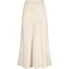 imageLYANER Womens Satin Silk High Waist Pleated Flared Bodycon Maxi SkirtBeige