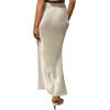 imageLYANER Womens Satin Silk High Waist Pleated Flared Bodycon Maxi SkirtBeige