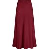 imageLYANER Womens Satin Silk High Waist Pleated Flared Bodycon Maxi SkirtBurgundy