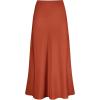 imageLYANER Womens Satin Silk High Waist Pleated Flared Bodycon Maxi SkirtBurnt Orange