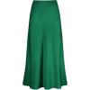 imageLYANER Womens Satin Silk High Waist Pleated Flared Bodycon Maxi SkirtDark Green