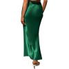 imageLYANER Womens Satin Silk High Waist Pleated Flared Bodycon Maxi SkirtDark Green