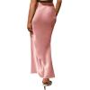 imageLYANER Womens Satin Silk High Waist Pleated Flared Bodycon Maxi SkirtPink