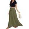 imageLYANER Womens Shirred Smocked Frill Drawstring Pleated High Waist Solid Maxi SkirtArmy Green