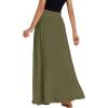 imageLYANER Womens Shirred Smocked Frill Drawstring Pleated High Waist Solid Maxi SkirtArmy Green