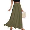 imageLYANER Womens Shirred Smocked Frill Drawstring Pleated High Waist Solid Maxi SkirtArmy Green