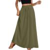 imageLYANER Womens Shirred Smocked Frill Drawstring Pleated High Waist Solid Maxi SkirtArmy Green