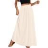 imageLYANER Womens Shirred Smocked Frill Drawstring Pleated High Waist Solid Maxi SkirtBeige