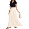 imageLYANER Womens Shirred Smocked Frill Drawstring Pleated High Waist Solid Maxi SkirtBeige