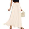 imageLYANER Womens Shirred Smocked Frill Drawstring Pleated High Waist Solid Maxi SkirtBeige