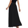 imageLYANER Womens Shirred Smocked Frill Drawstring Pleated High Waist Solid Maxi SkirtBlack