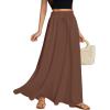 imageLYANER Womens Shirred Smocked Frill Drawstring Pleated High Waist Solid Maxi SkirtDark Brown