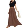 imageLYANER Womens Shirred Smocked Frill Drawstring Pleated High Waist Solid Maxi SkirtDark Brown