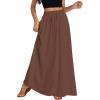 imageLYANER Womens Shirred Smocked Frill Drawstring Pleated High Waist Solid Maxi SkirtDark Brown