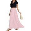 imageLYANER Womens Shirred Smocked Frill Drawstring Pleated High Waist Solid Maxi SkirtDusty Pink