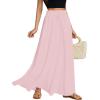 imageLYANER Womens Shirred Smocked Frill Drawstring Pleated High Waist Solid Maxi SkirtDusty Pink