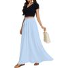 imageLYANER Womens Shirred Smocked Frill Drawstring Pleated High Waist Solid Maxi SkirtLight Blue