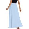 imageLYANER Womens Shirred Smocked Frill Drawstring Pleated High Waist Solid Maxi SkirtLight Blue