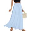 imageLYANER Womens Shirred Smocked Frill Drawstring Pleated High Waist Solid Maxi SkirtLight Blue