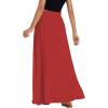 imageLYANER Womens Shirred Smocked Frill Drawstring Pleated High Waist Solid Maxi SkirtRed