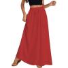 imageLYANER Womens Shirred Smocked Frill Drawstring Pleated High Waist Solid Maxi SkirtRed