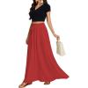 imageLYANER Womens Shirred Smocked Frill Drawstring Pleated High Waist Solid Maxi SkirtRed