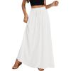 imageLYANER Womens Shirred Smocked Frill Drawstring Pleated High Waist Solid Maxi SkirtWhite