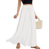 imageLYANER Womens Shirred Smocked Frill Drawstring Pleated High Waist Solid Maxi SkirtWhite