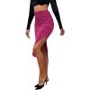 imageLYANER Womens Velvet Ruched Side Split Hem High Waist Bodydon Midi Pencil SkirtRose