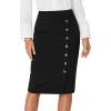 imageLYANER Womens Basic Stretch High Waist Pencil Bodycon Button Knee Length Straight Office Midi SkirtBlack